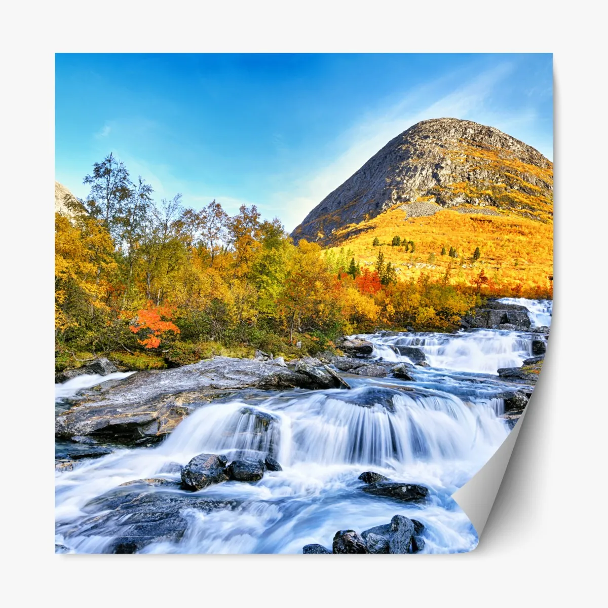 Repositionierbarer Aufkleber goldener herbstwasserfall – Wallnifity®