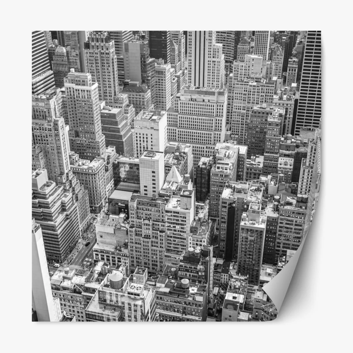 Repositionierbarer Aufkleber luftaufnahme einer städtischen skyline in schwarzweiß – Wallnifity®