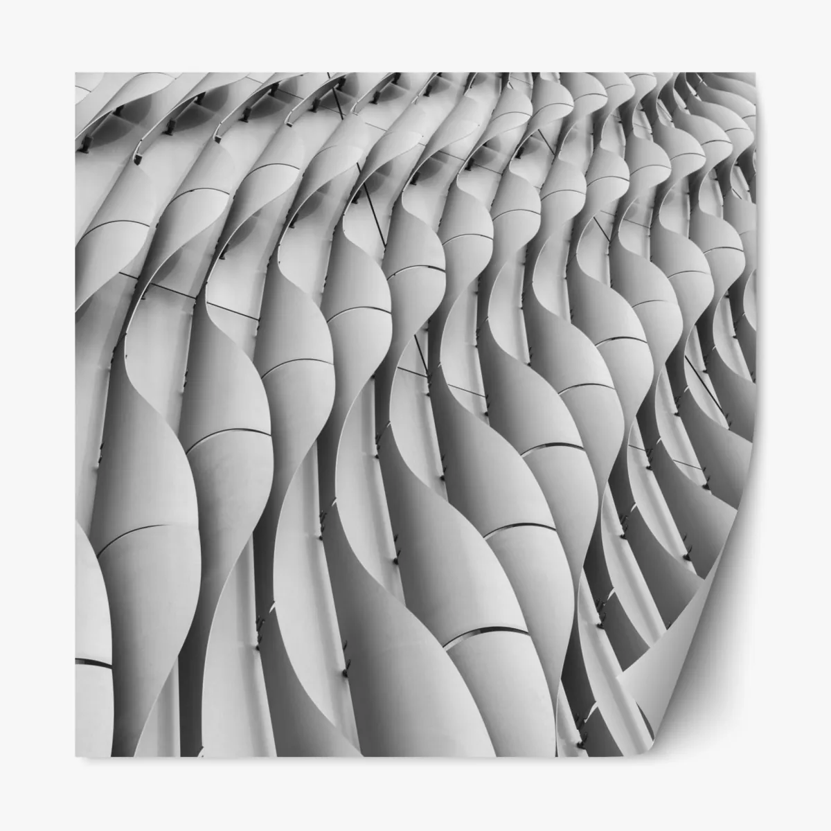 Repositionierbarer Aufkleber gewelltes architekturmotiv in graustufen – Wallnifity®
