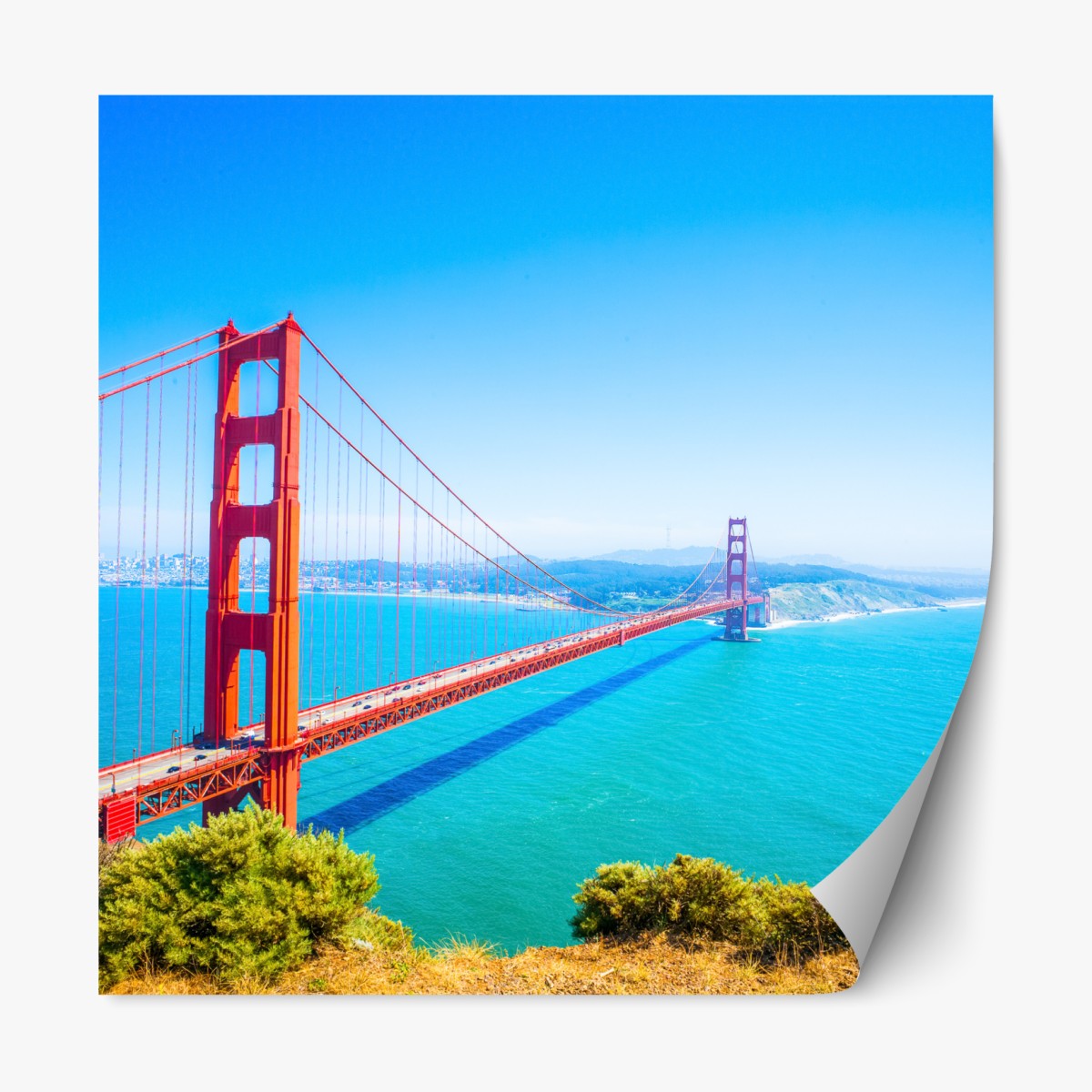Repositionierbarer Aufkleber Golden Gate Bridge über der bucht von San Francisco – Wallnifity®