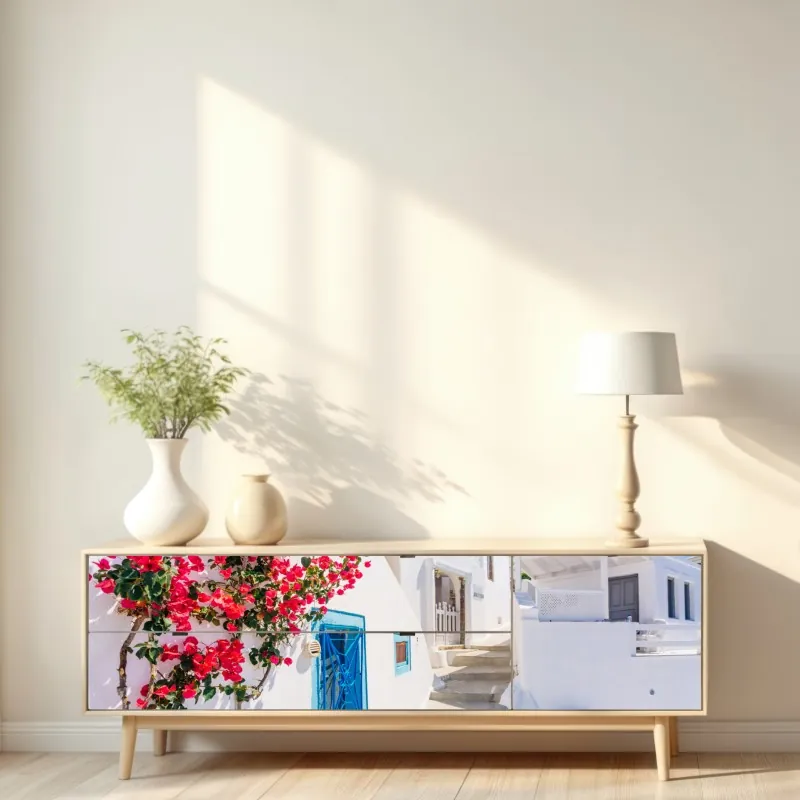 Repositionierbarer Aufkleber beiges blattmuster im botanischen stil – Wallnifity®