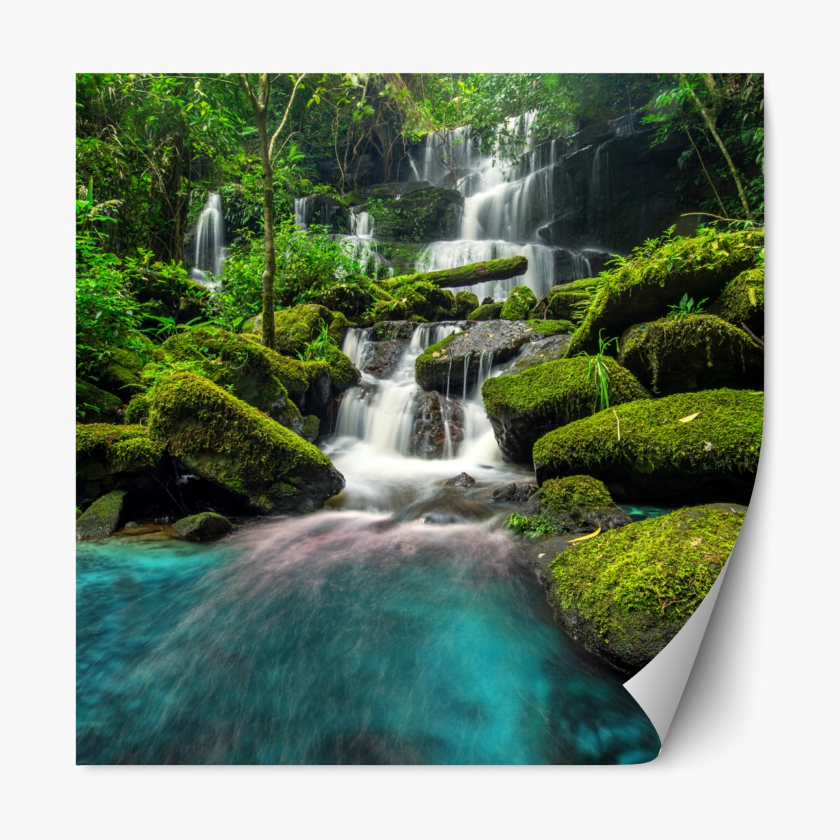 Repositionierbarer Aufkleber ruhiger wasserfall in Phu Tub Berk, Thailand – Wallnifity®