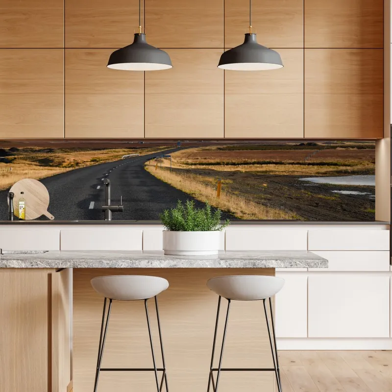 Repositionierbarer Aufkleber spiegelglatter fjord mit bergkulisse – Wallnifity®