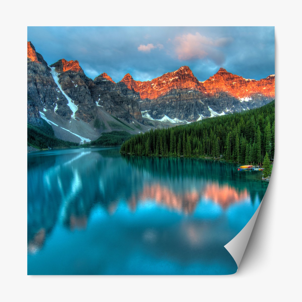 Repositionierbarer Aufkleber Moraine Lake sonnenaufgang alpenglow – Wallnifity®