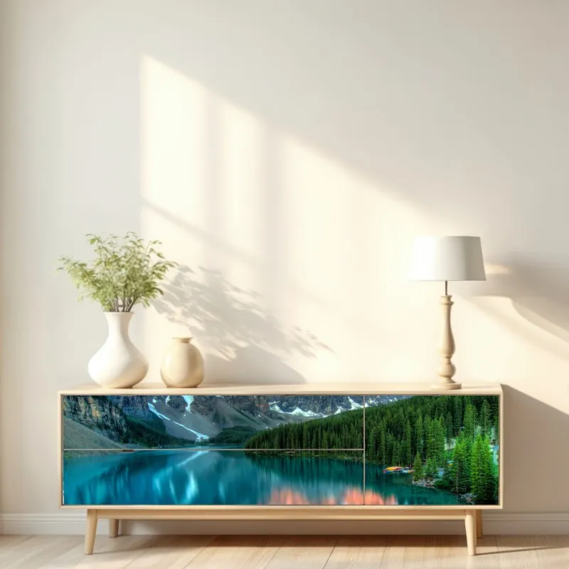 Repositionierbarer Aufkleber tropischer sonnenuntergang mit palmen – Wallnifity®