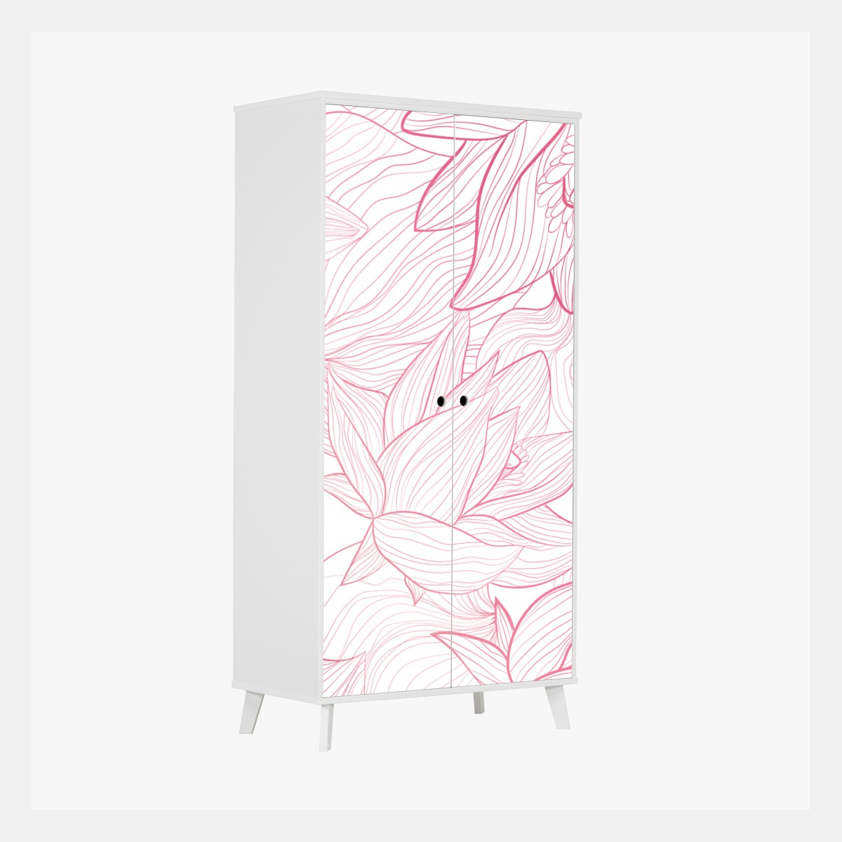 Schrankaufkleber zartes rosa blumenlinienmuster – Wallnifity®