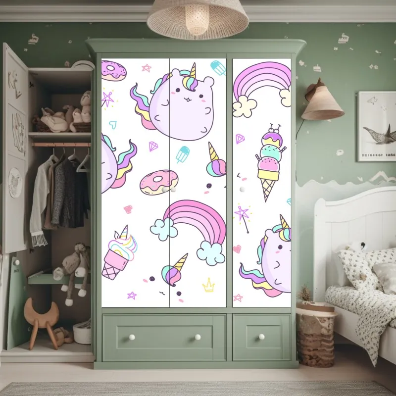 Schrankaufkleber Eiffelturm am Champ de Mars, lebendige pariser skyline – Wallnifity®