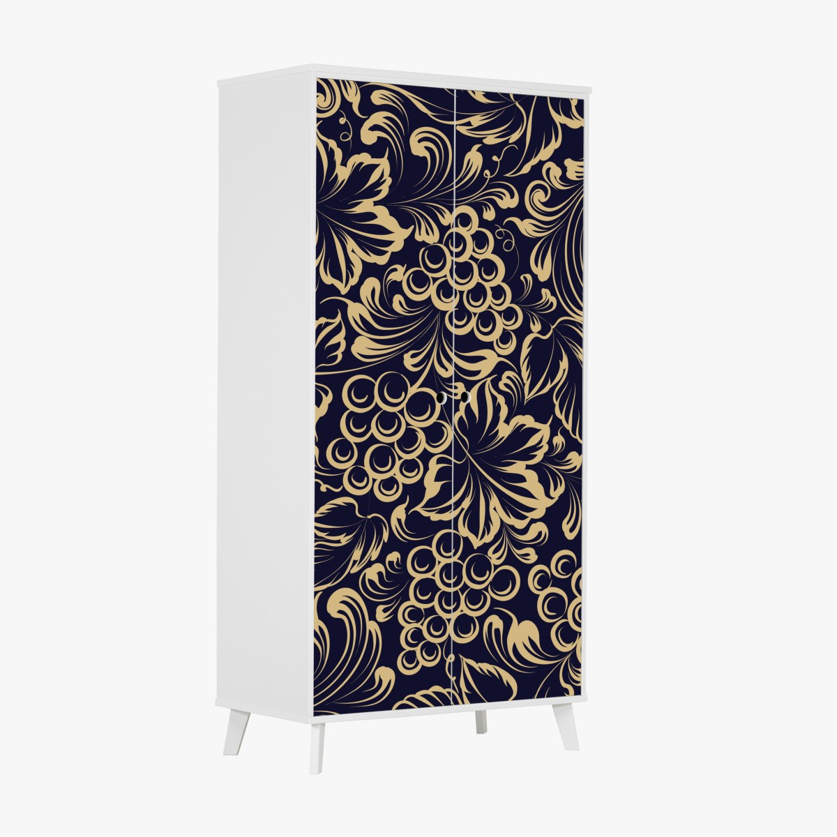 Schrankaufkleber elegantes barockes weintraubenmuster in gold – Wallnifity®