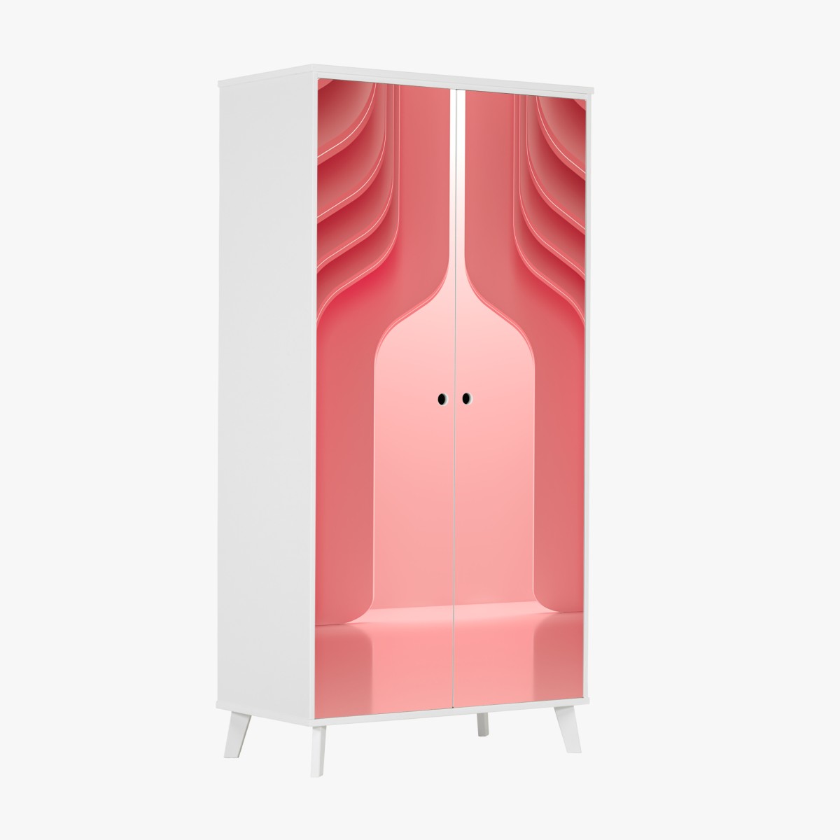 Schrankaufkleber zeitgenössisches korallenrosa architekturmotiv – Wallnifity®