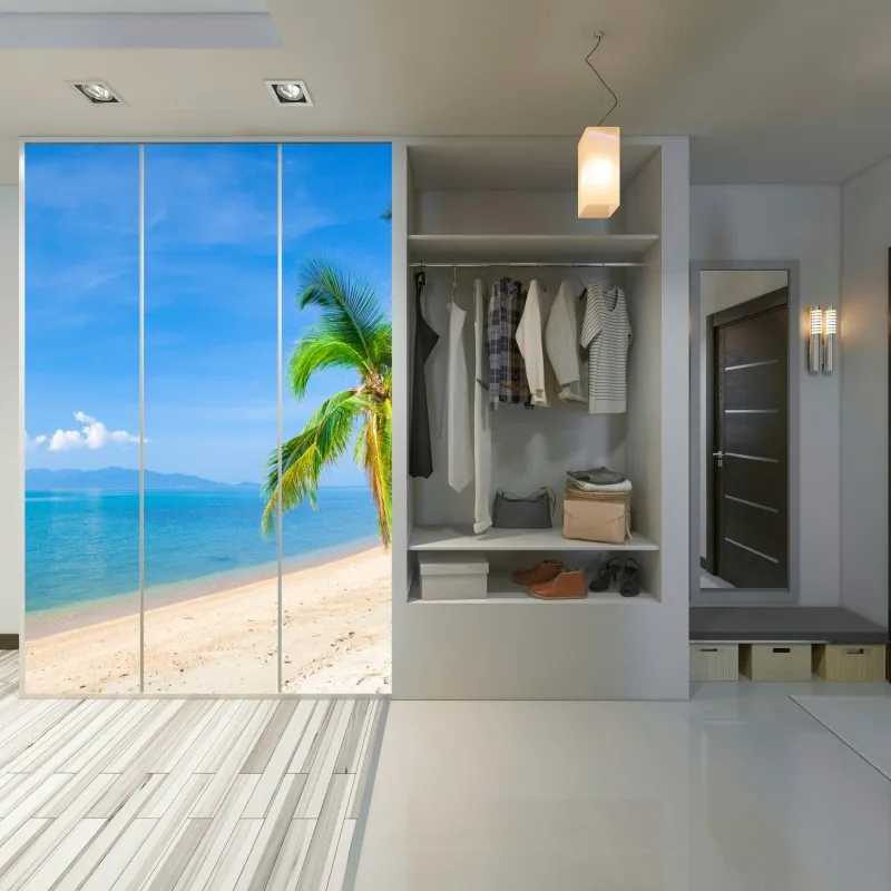 Schrankaufkleber botanisches zitronen- und orangenmuster auf marineblauem hintergrund – Wallnifity®