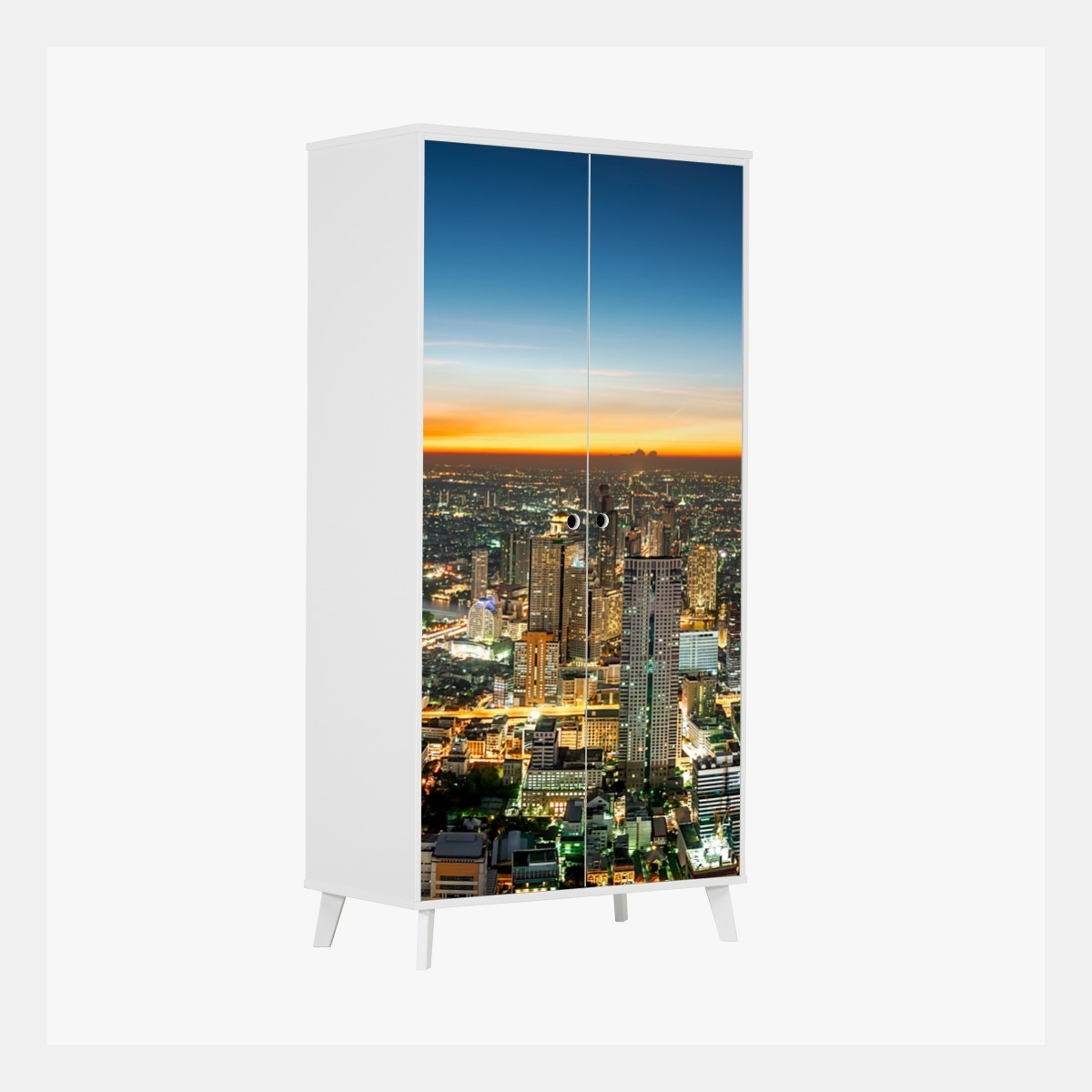 Schrankaufkleber panorama von Bangkok bei dämmerung – Wallnifity®