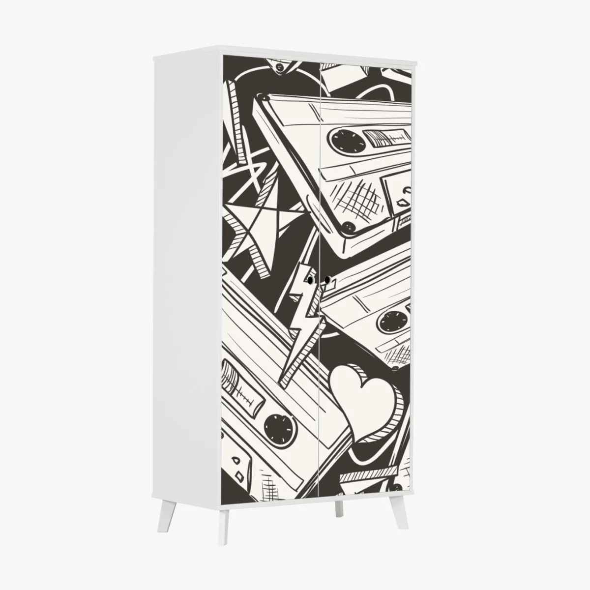Schrankaufkleber vintage kassettenmuster – Wallnifity®