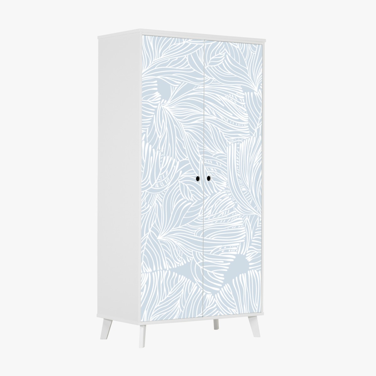 Schrankaufkleber sanftes blaues botanisches muster – Wallnifity®