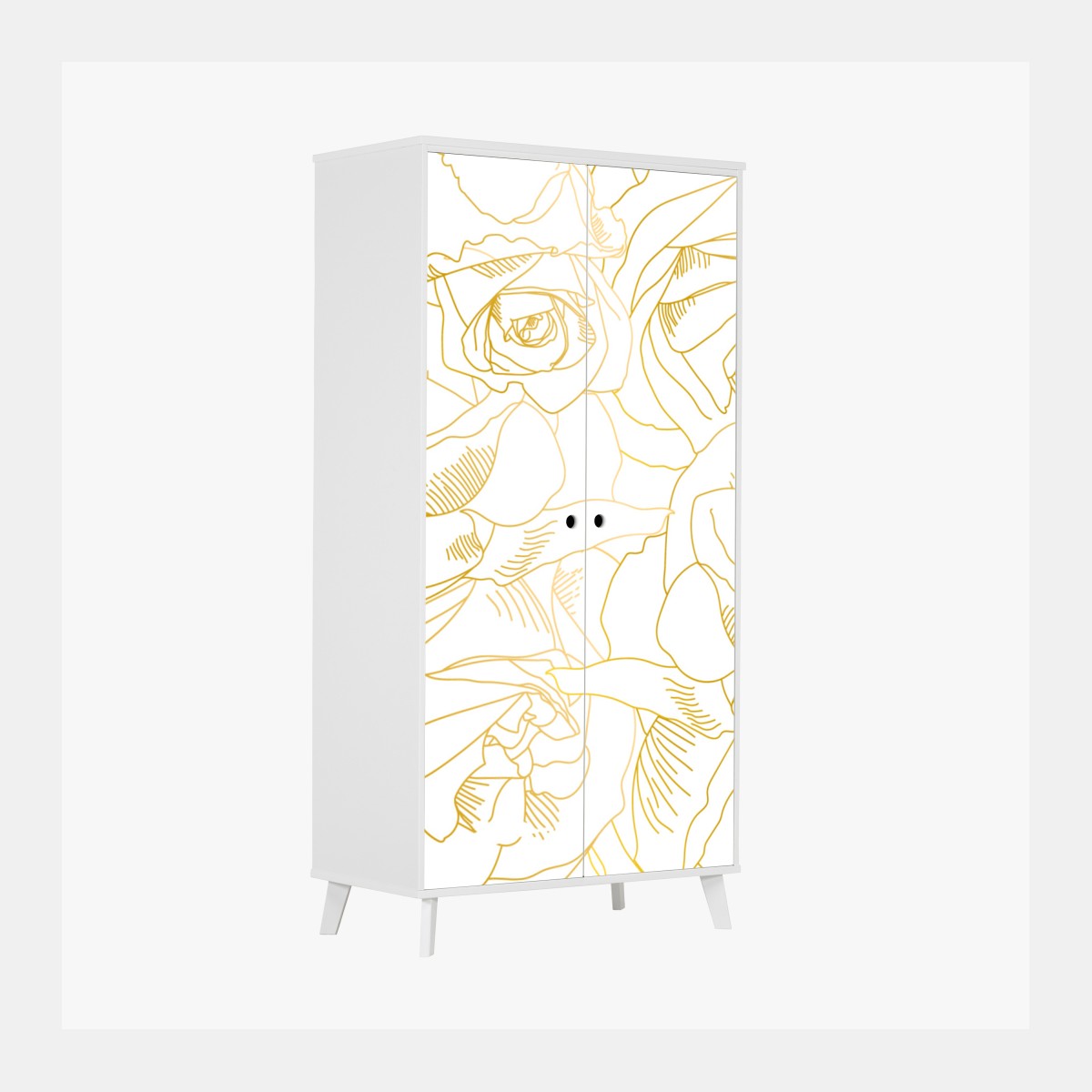 Schrankaufkleber goldene rosen linienzeichnung – Wallnifity®