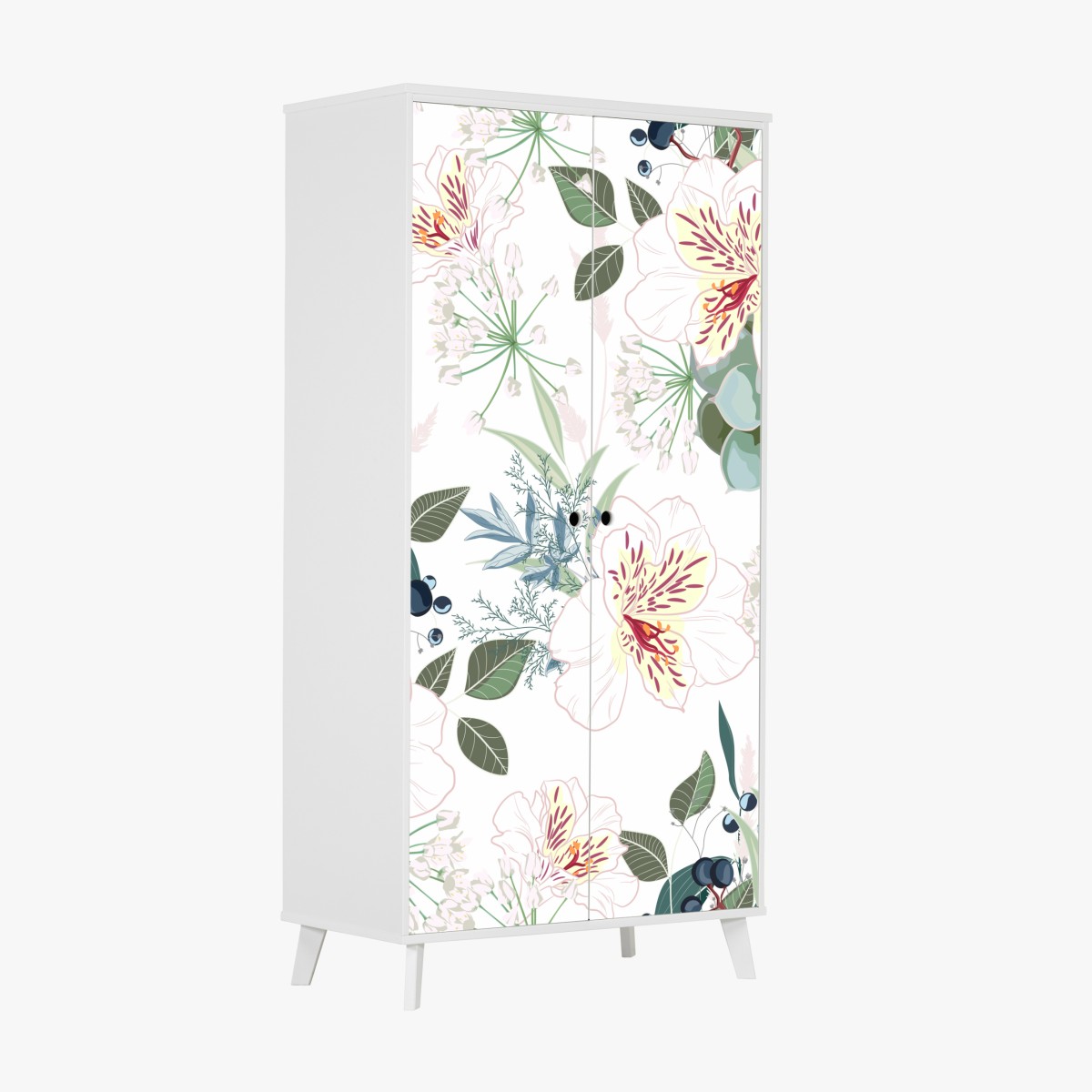 Schrankaufkleber zartes pastell blumenmuster – Wallnifity®
