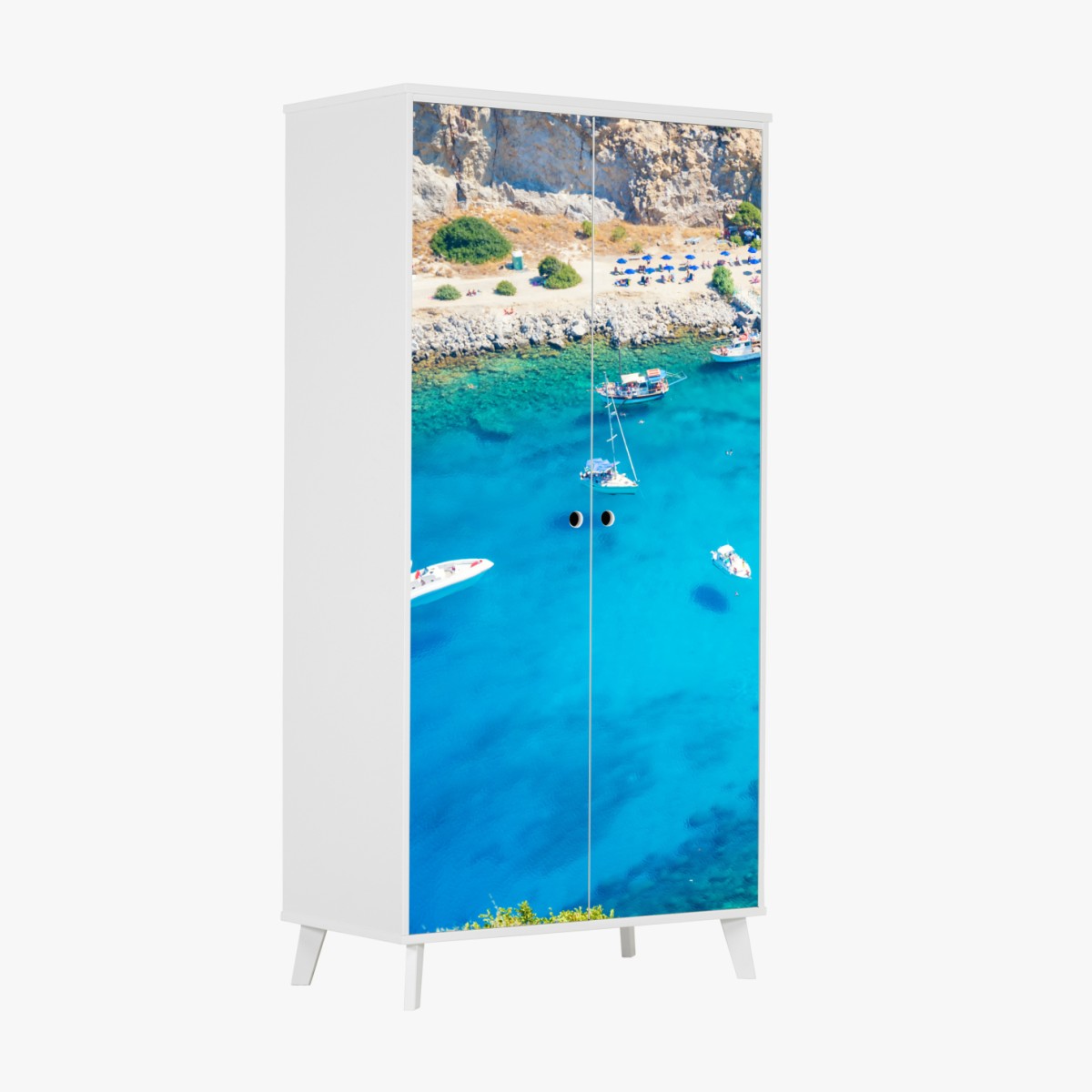 Schrankaufkleber luftaufnahme der Anthony Quinn Bucht, Rhodos – Wallnifity®