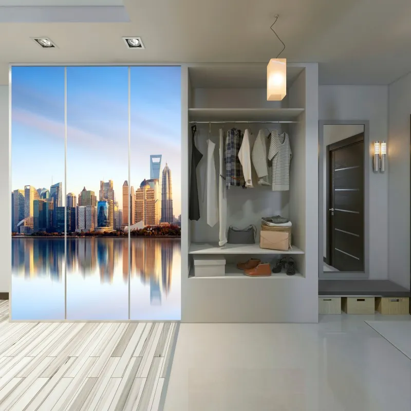 Schrankaufkleber Golden Gate Bridge reflektiert am strand – Wallnifity®