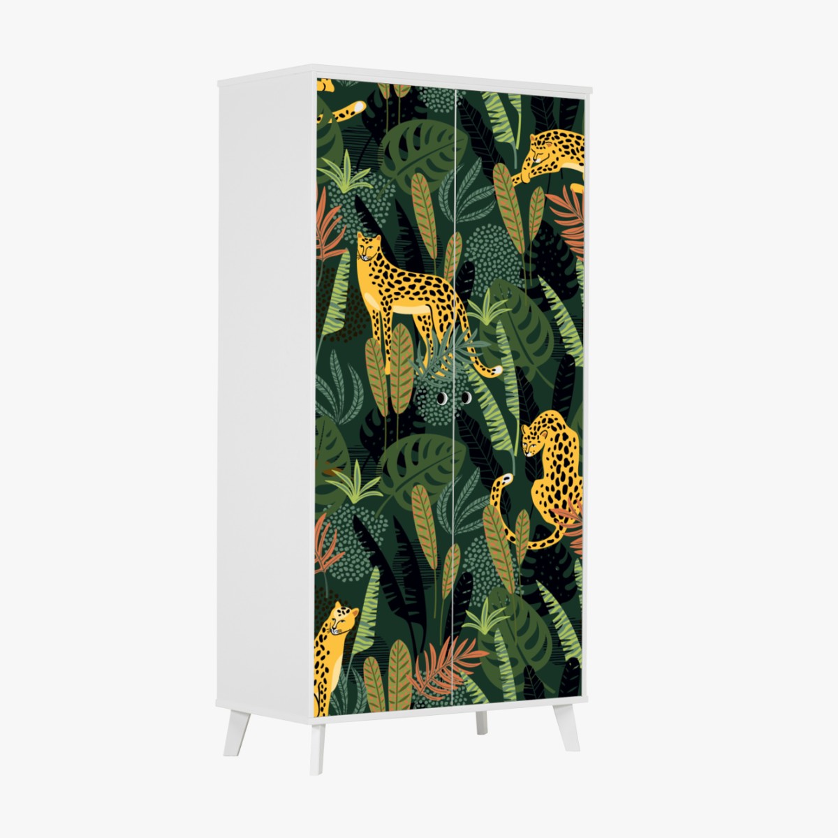 Schrankaufkleber tropisches leopardenmuster – Wallnifity®