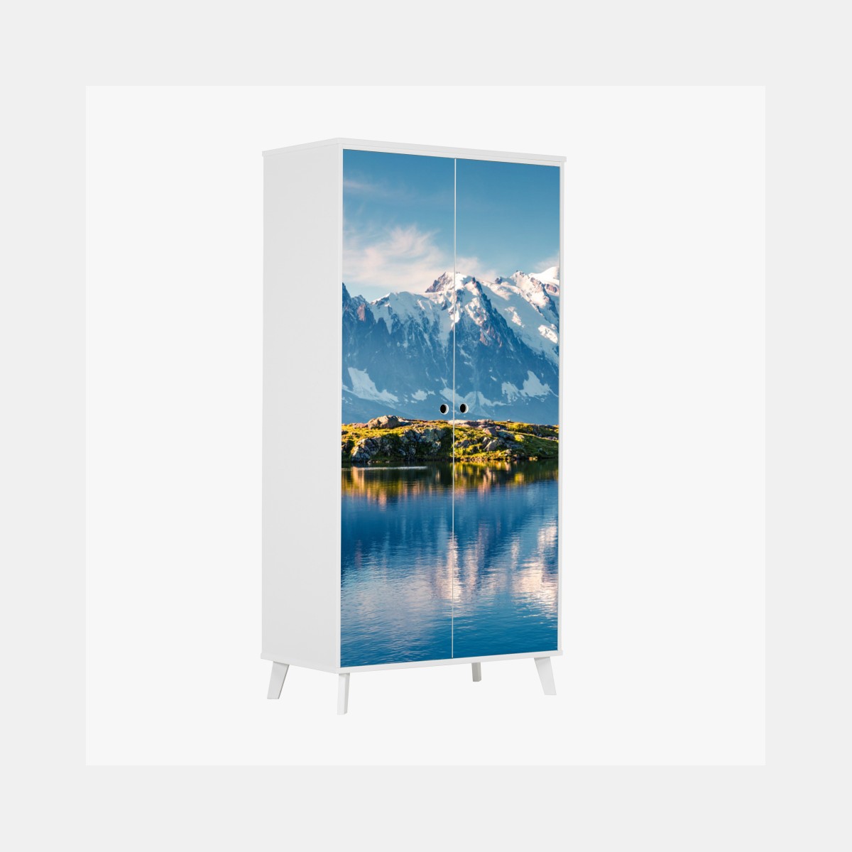Schrankaufkleber panorama von Mont Blanc über dem Lac Blanc – Wallnifity®