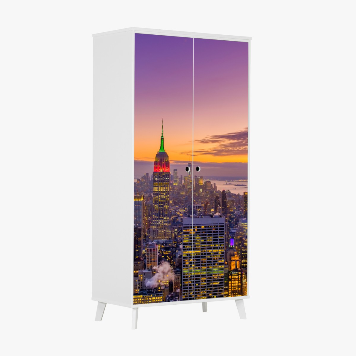 Schrankaufkleber lebendige New York skyline bei sonnenuntergang – Wallnifity®