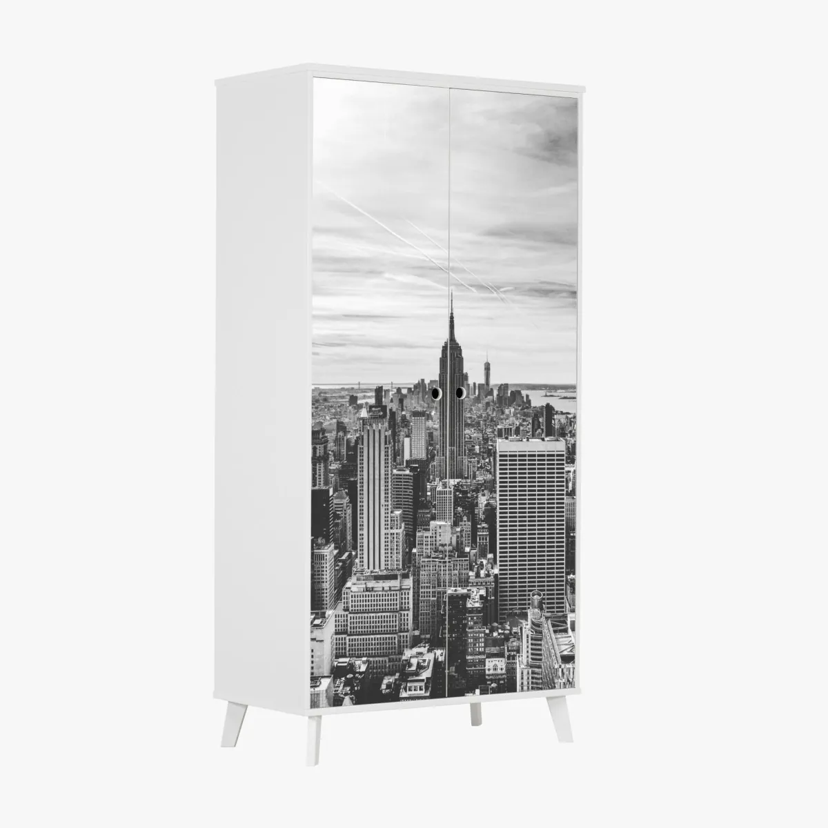 Schrankaufkleber panorama von New York in graustufen – Wallnifity®