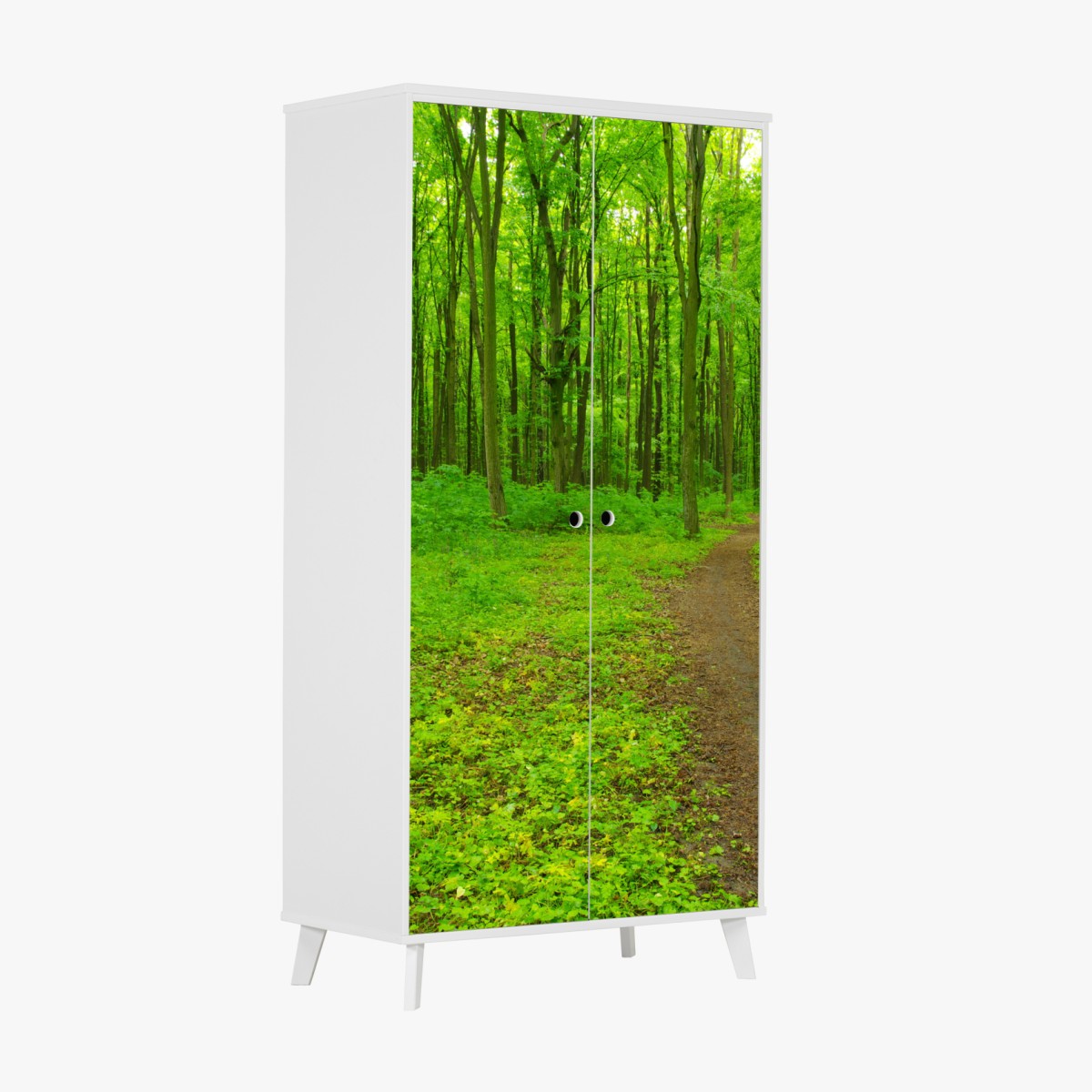 Schrankaufkleber beruhigender grüner waldweg – Wallnifity®