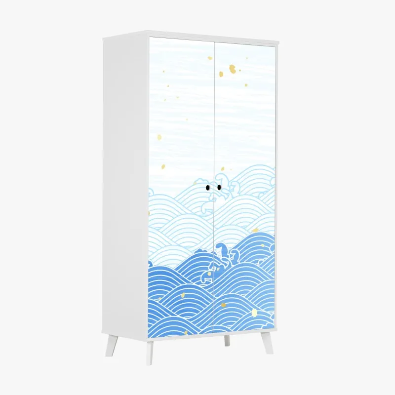 Schrankaufkleber monochrome feder mit wassertropfen – Wallnifity®