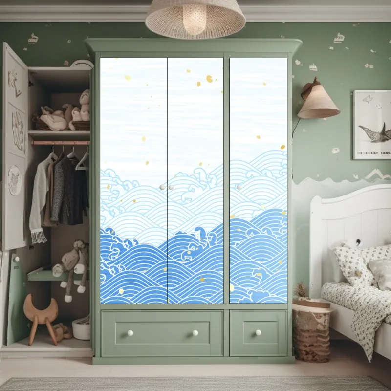 Schrankaufkleber monochrome feder mit wassertropfen – Wallnifity®