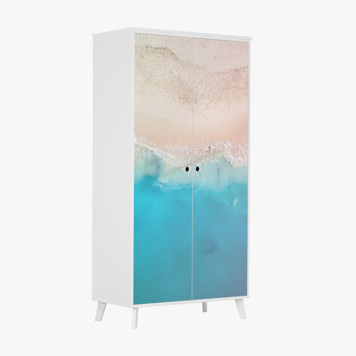 Schrankaufkleber pastell türkis strand aus der luft – Wallnifity®