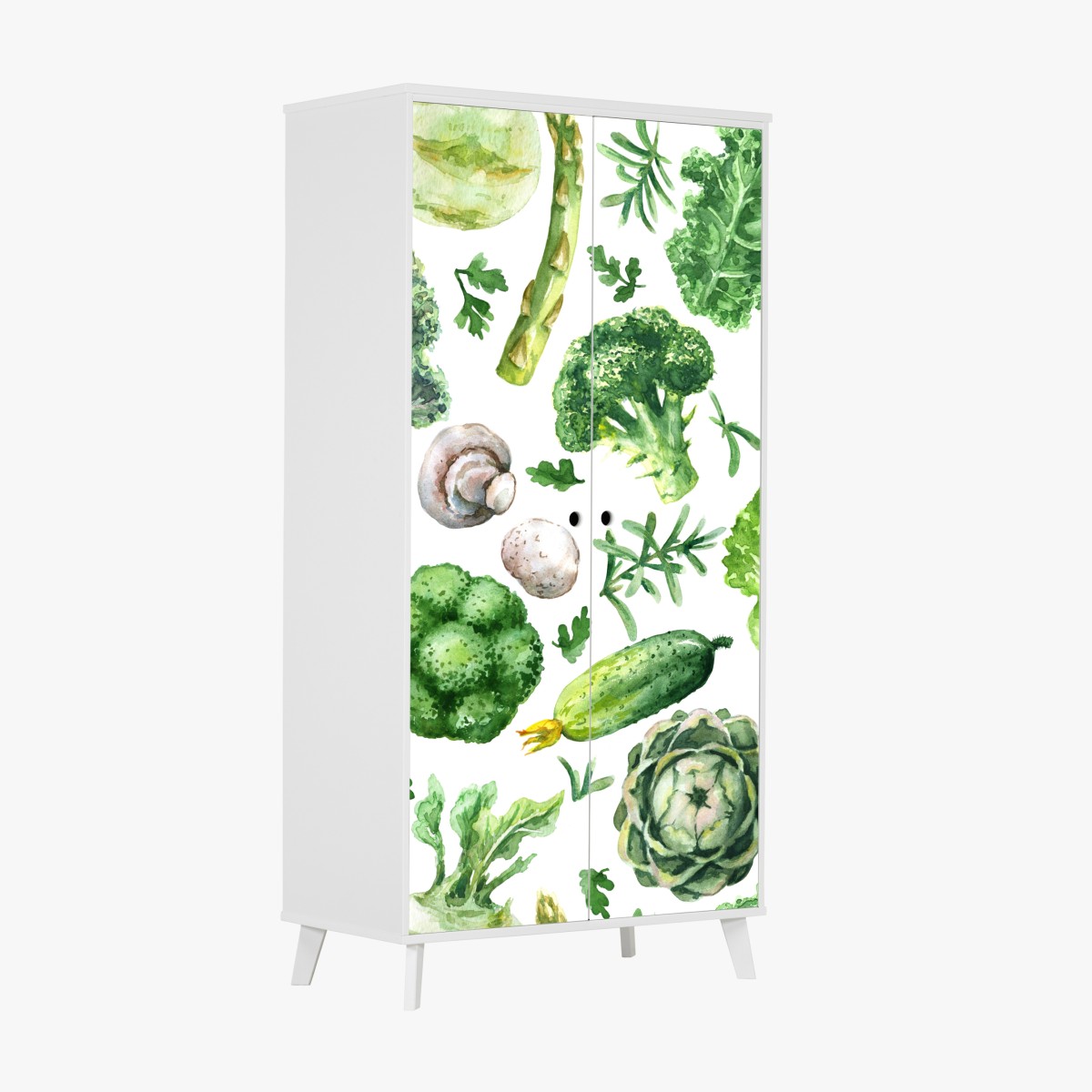 Schrankaufkleber aquarellmuster grünes gemüse – Wallnifity®
