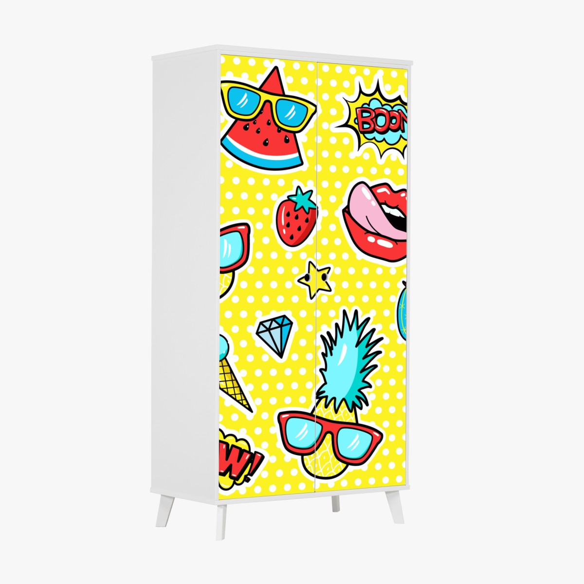 Schrankaufkleber buntes pop-art aufklebermuster – Wallnifity®