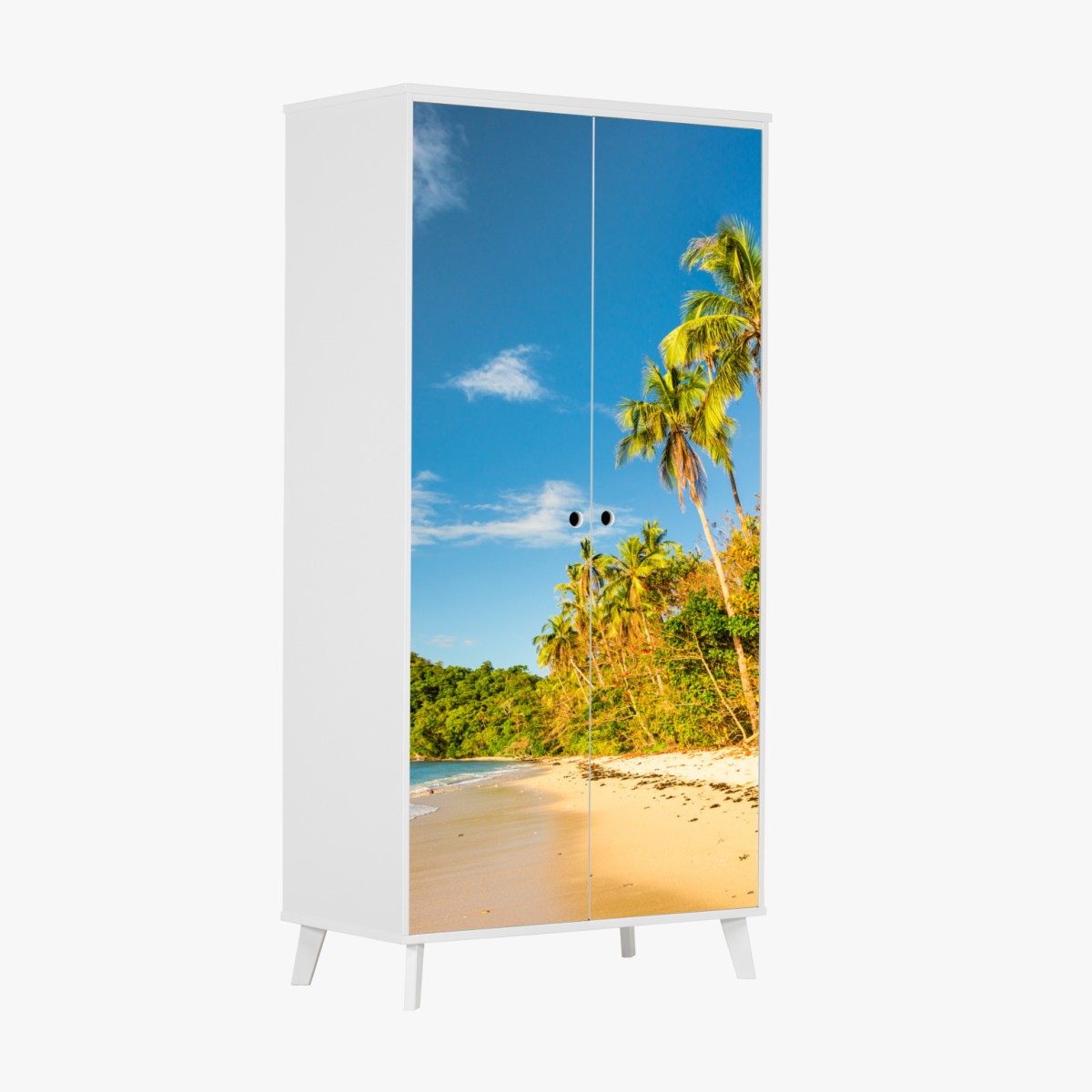 Schrankaufkleber goldener tropischer strand bei sonnenuntergang – Wallnifity®