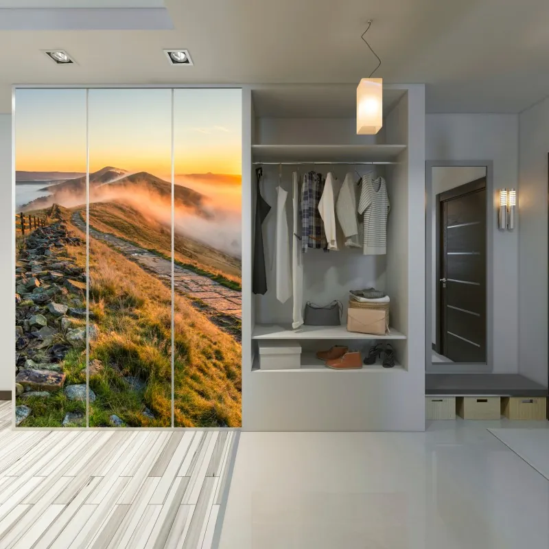 Schrankaufkleber schwarzweißes geometrisches streifenmuster – Wallnifity®