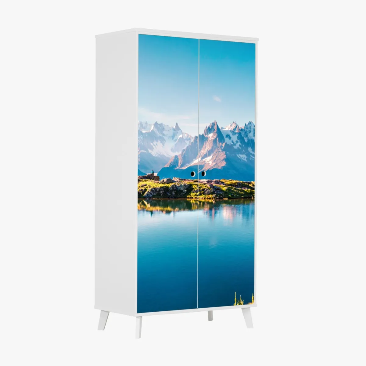 Schrankaufkleber Lac Blanc mit Blick auf Mont Blanc – Wallnifity®