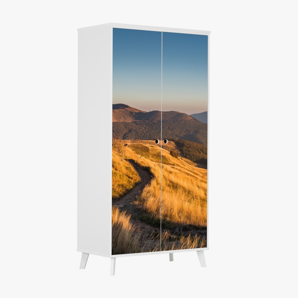 Schrankaufkleber goldener bergrücken bei sonnenuntergang – Wallnifity®