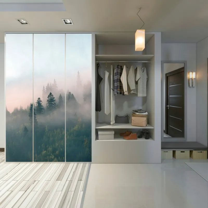 Schrankaufkleber sonnige gasse auf der insel mit leuchtender buganvillea – Wallnifity®