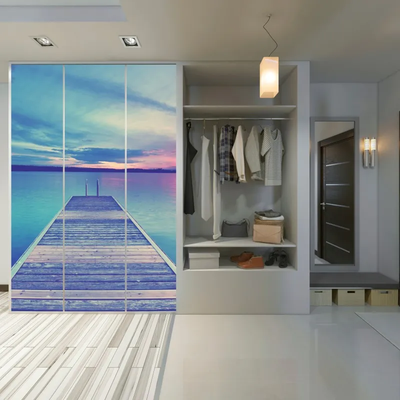 Schrankaufkleber monochrome feder mit wassertropfen – Wallnifity®