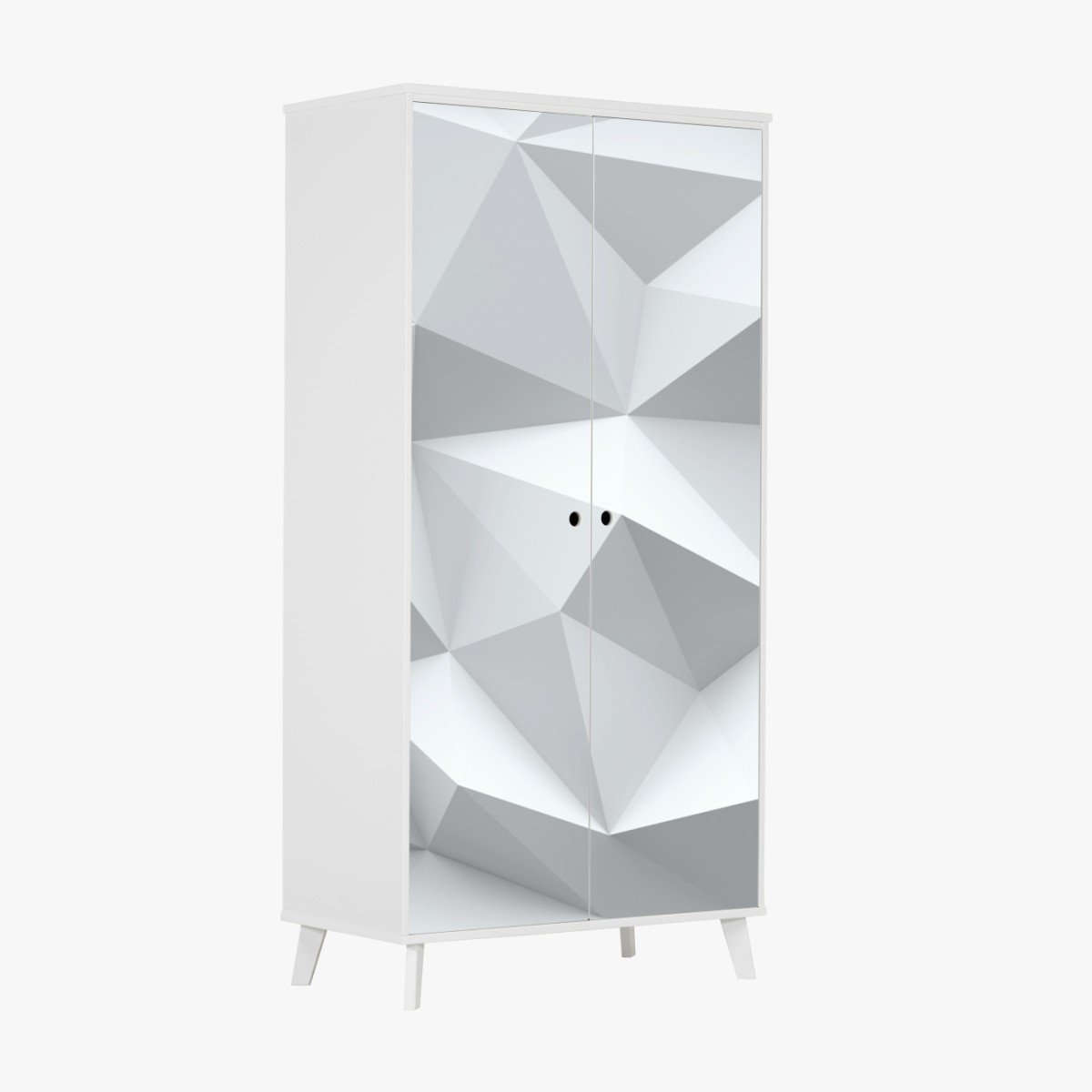 Schrankaufkleber weißes dreidimensionales low-poly geometrisches muster – Wallnifity®