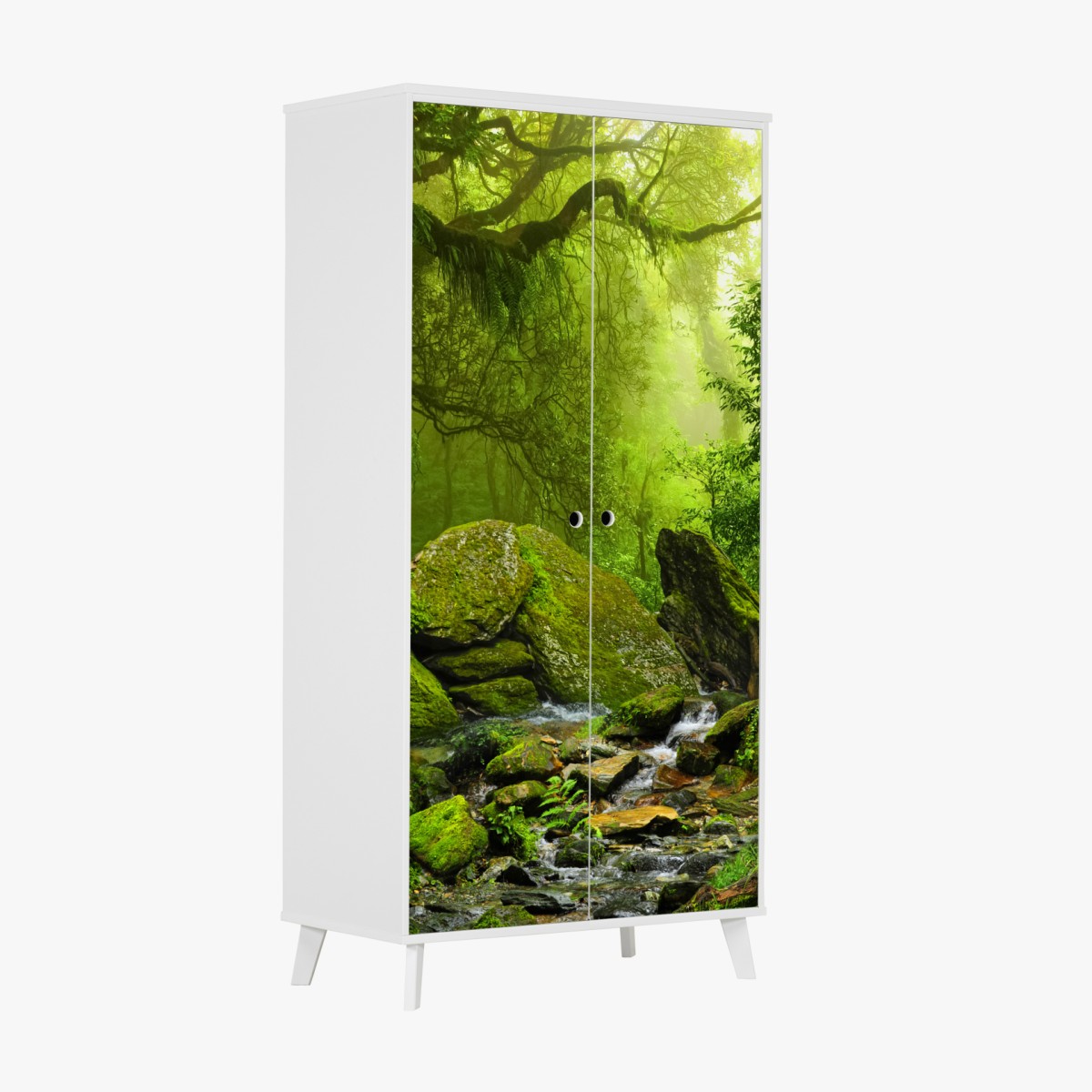 Schrankaufkleber moosbedeckter waldbach – Wallnifity®