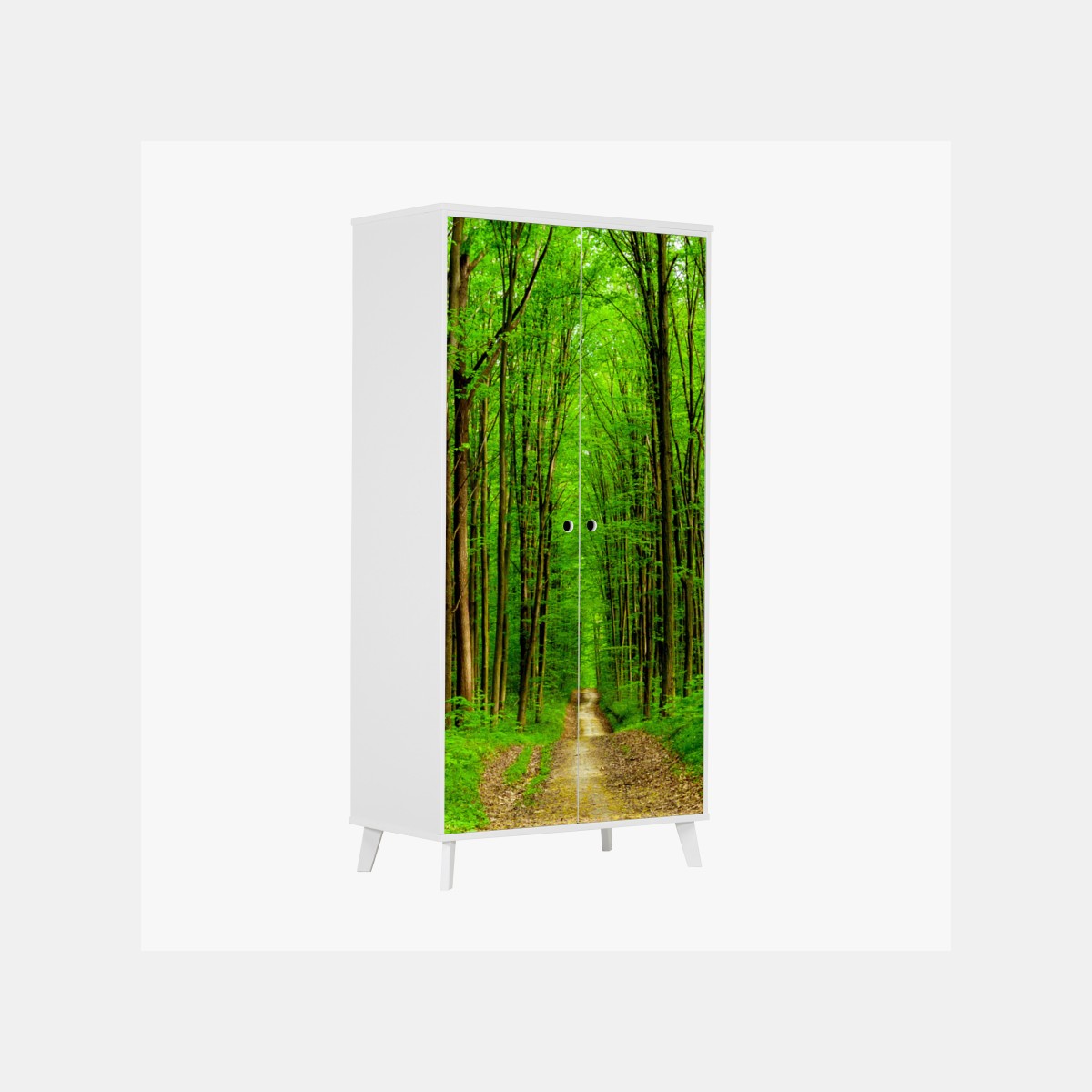 Schrankaufkleber grüner waldweg im frühling – Wallnifity®