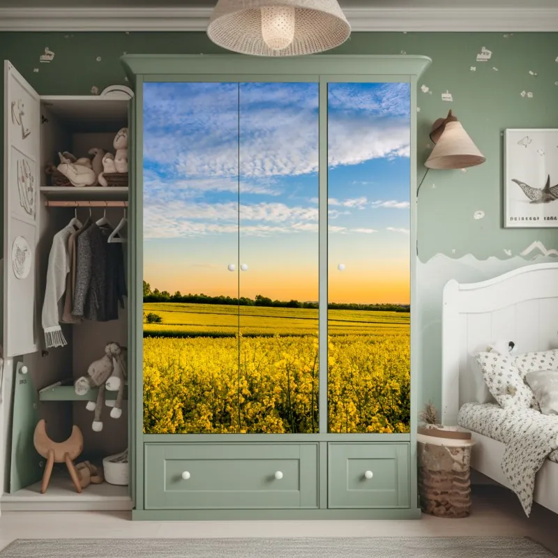 Schrankaufkleber pfingstrosenwiese im frühling — impasto blumenbild – Wallnifity®