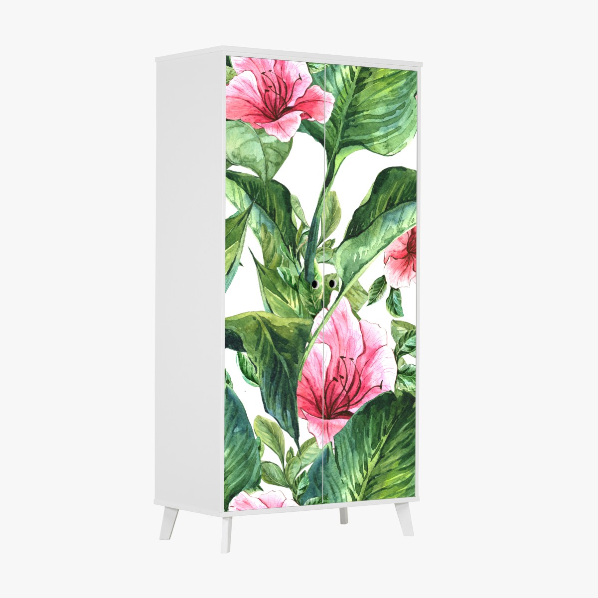 Schrankaufkleber rosa aquarell blumen botanikmotiv – Wallnifity®