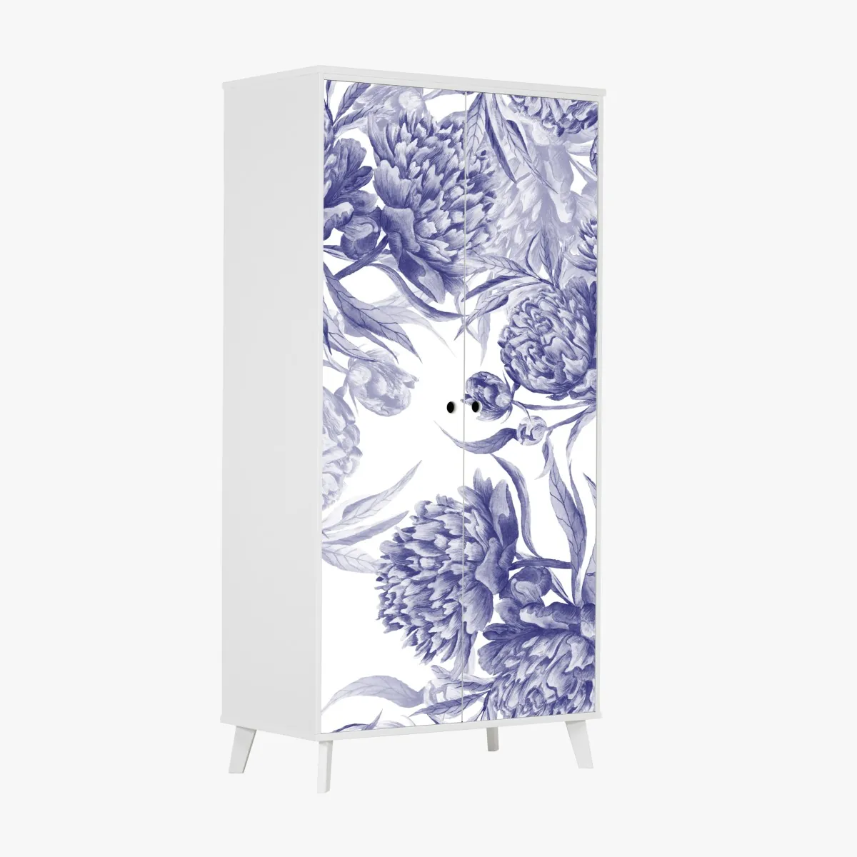 Schrankaufkleber blaue pfingstrosen botanisches muster – Wallnifity®