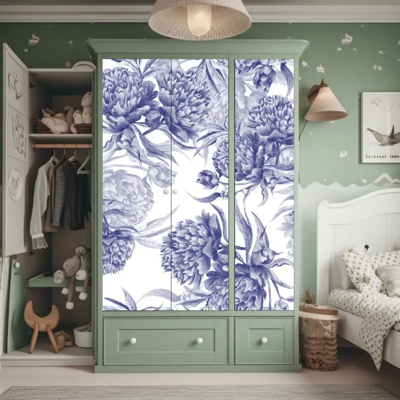 Schrankaufkleber lebhaftes aquarell blumenmuster – Wallnifity®