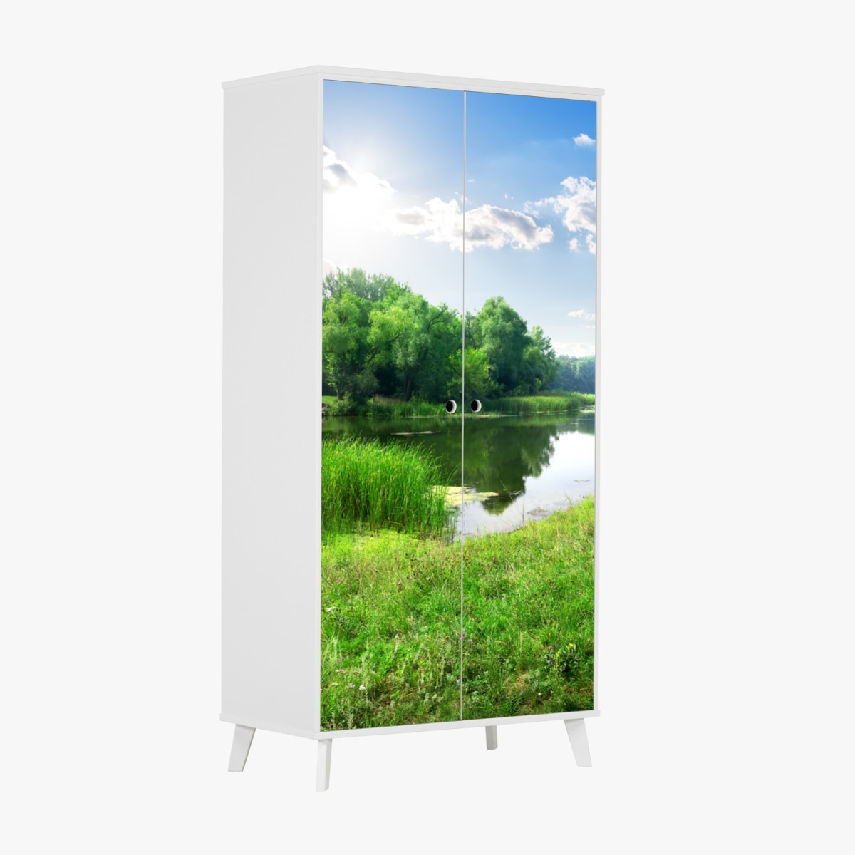Schrankaufkleber sonnige wiese am fluss – Wallnifity®