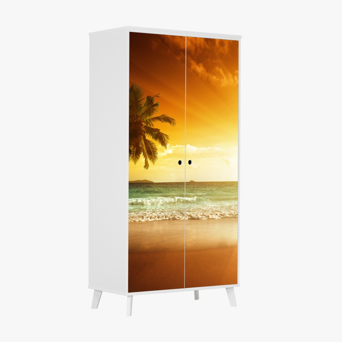 Schrankaufkleber tropischer sonnenuntergang am strand – Wallnifity®