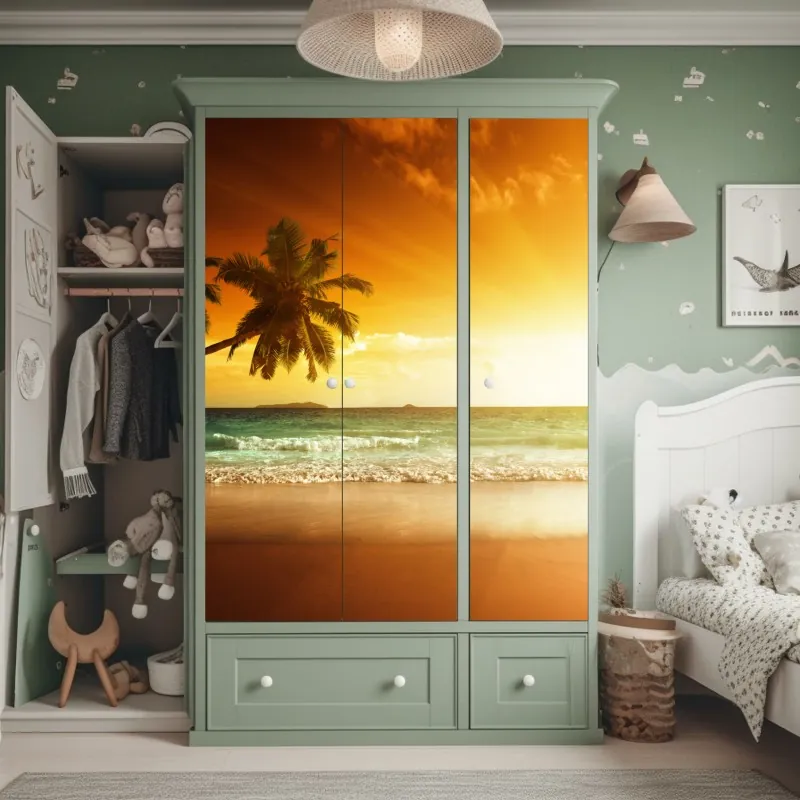 Schrankaufkleber ruhige grüne wiesen panorama – Wallnifity®