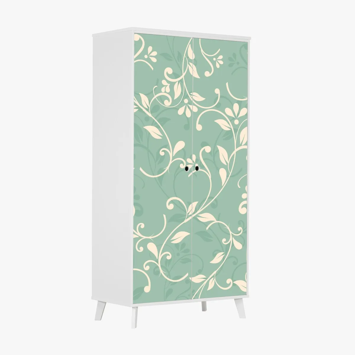 Schrankaufkleber minzfarbiges blumenmuster im vintage-stil – Wallnifity®