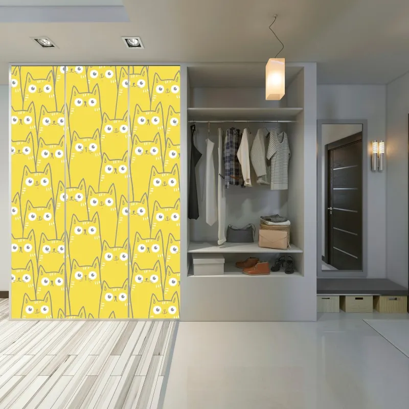 Schrankaufkleber zarte lotus-linienzeichnung – Wallnifity®