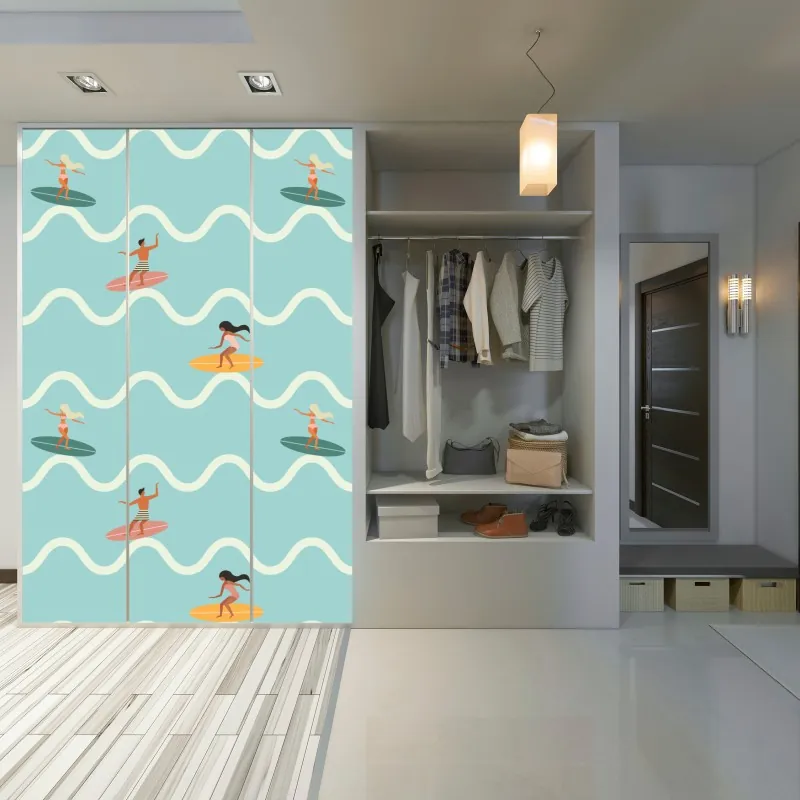 Schrankaufkleber goldenes seigaiha wellenmuster – Wallnifity®